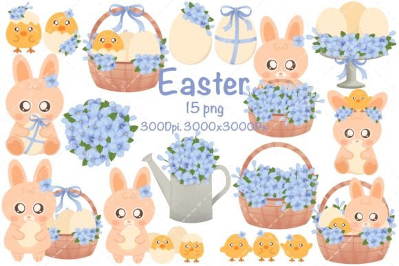 Hand Drawn Easter PNG Clipart Set