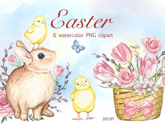 Easter Watercolor Clipart Set