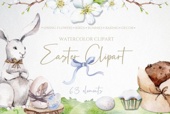 Hand-Drawn Watercolor Easter Collection
