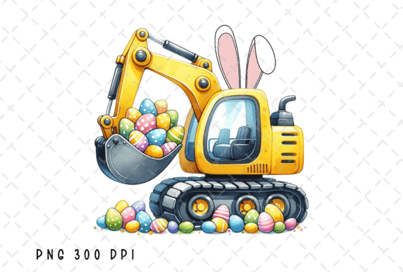 Easter Eggscavator Truck Design PNG