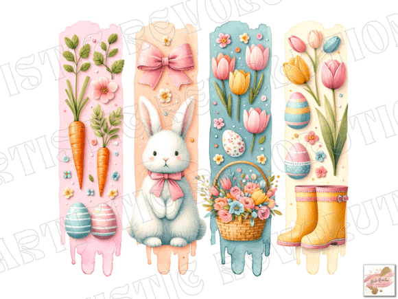 Retro Easter Brushstroke Graphics Set