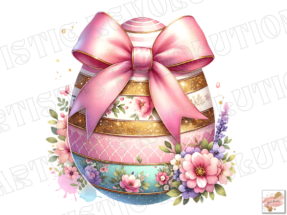 Floral Coquette Easter Egg PNG