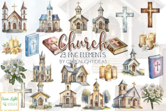 Church Watercolor Christian Art Set