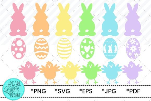 Easter Bunnies and Eggs Clipart Collection