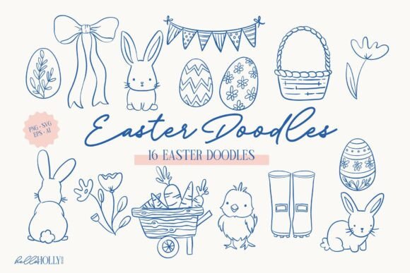 Hand-Drawn Easter Doodle Illustrations