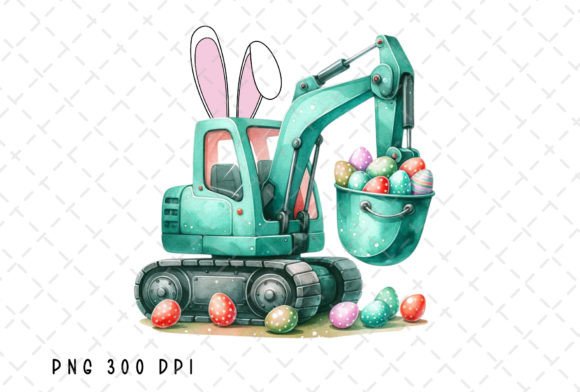 Easter Bunny Excavator Sublimation Design