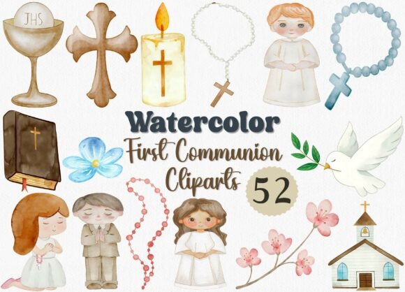Watercolor Communion Clipart Set