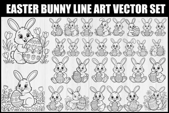 Adorable Easter Bunny Vector Illustrations