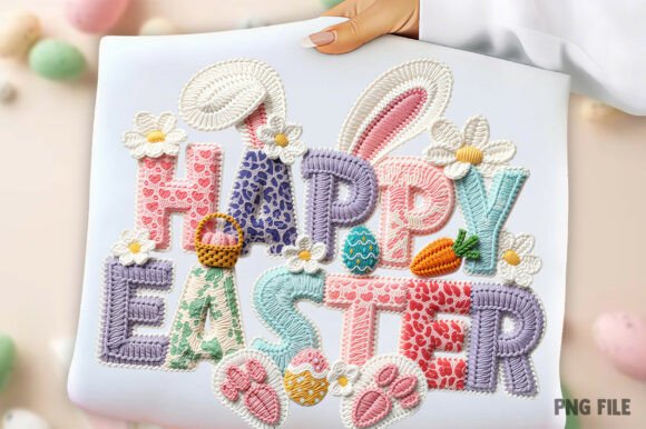 Happy Easter Yarn Latch Clip Art Design