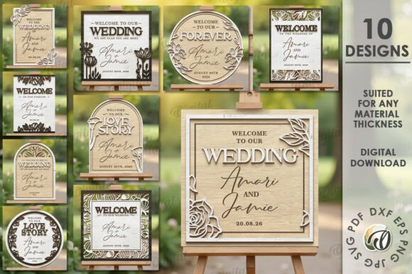 Layered Wedding Welcome Signs Bundle
