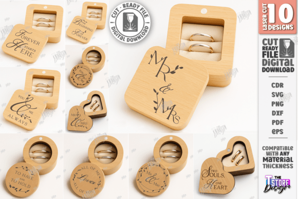 Laser-Cut Wedding Ring Boxes SVG & CNC Bundle