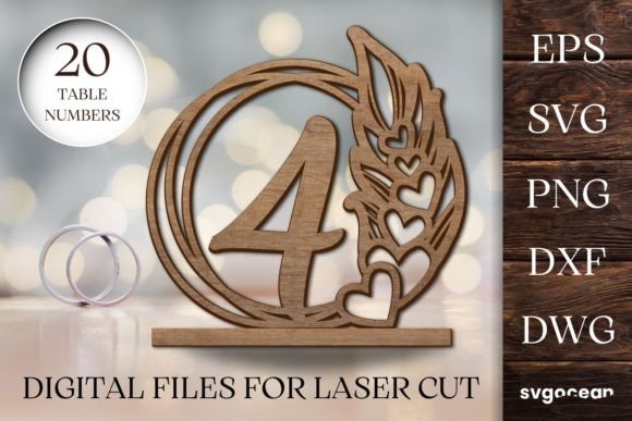 Feather Table Numbers SVG - Laser Cut 20-Design Pack