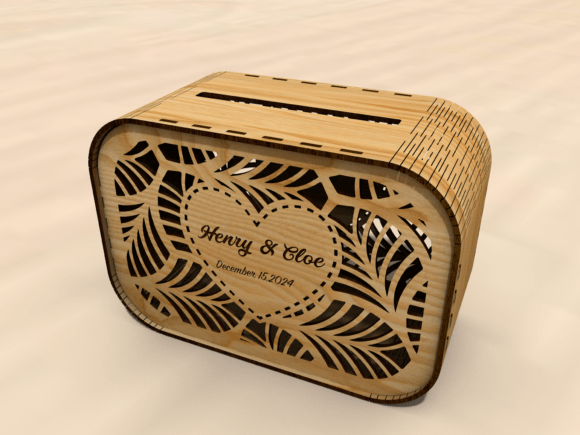 Laser-Cut Card Box Template with Name Cutouts