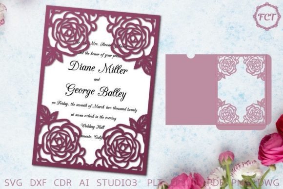 Rose Pocket Frame Envelope Cutting Template