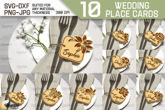 Wedding Place Cards Laser Cut SVG Bundle
