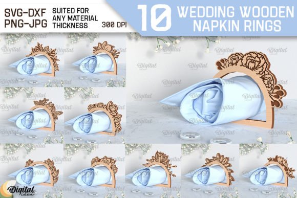 Wedding Napkin Rings Laser Cut Design Bundle