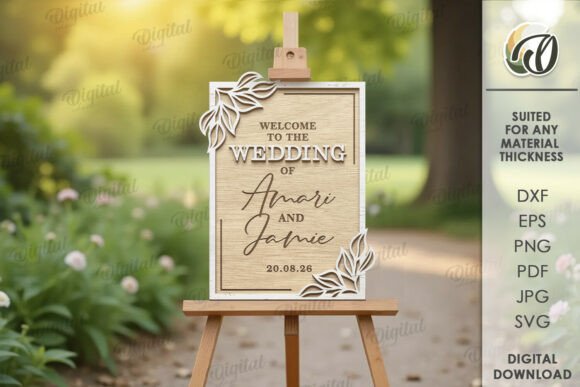 Layered Wedding Welcome Sign Laser Cut File Bundle