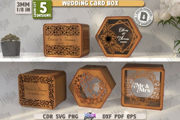 Wedding Card Box Laser Cut Design Bundle
