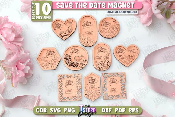 Save the Date Magnet Laser Cut Template Bundle