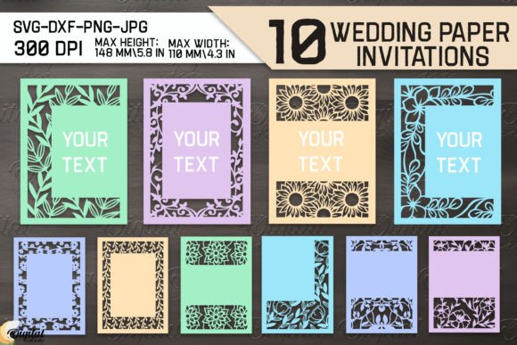 Wedding Paper Invitation SVG Cut File Bundle