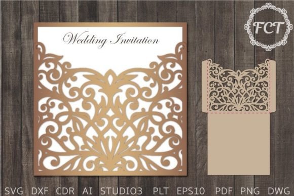 Lace Pocket Envelope Wedding Invitation Template