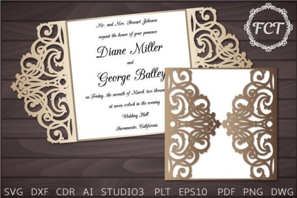 Gate Fold Wedding Invitation SVG Card Template