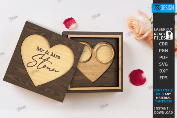 Laser Cut Wedding Ring Box SVG CNC Files