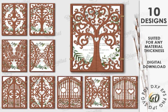 Laser Cut Wedding Invitation Holder Design Bundle