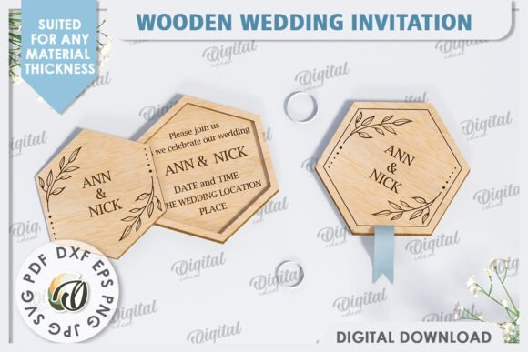 Wooden Laser Cut Wedding Invitation Templates
