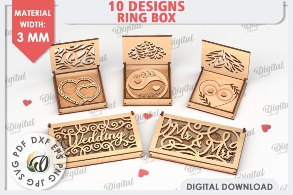 Wedding Ring Box Laser Cut Design Bundle