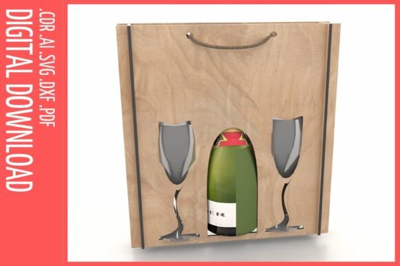 Champagne Gift Box Laser Cut SVG Template