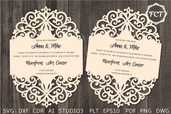 Wedding Card SVG Cutout Template for Cutting Machines