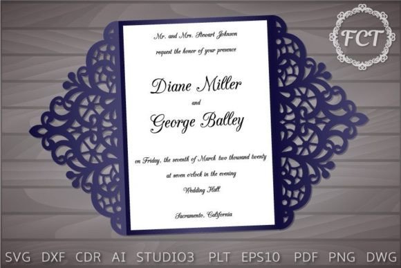 Laser Cut Gate Fold Wedding Invitation Template