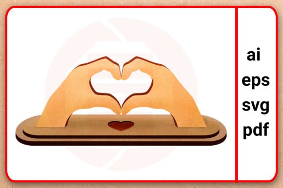 Laser Cut Heart Hands Home Decor SVG Template