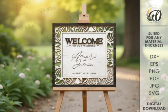 Layered Wedding Welcome Sign Laser Cut Files