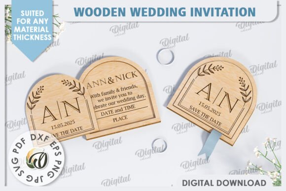 Wooden Laser Cut Wedding Invitation Template