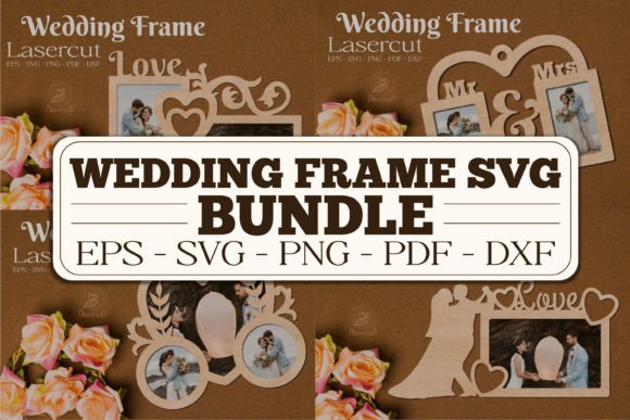 Elegant Wedding Frame SVG Cut File Bundle