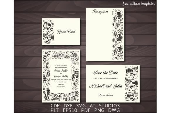 Lotus Wedding Invitation SVG Card Bundle