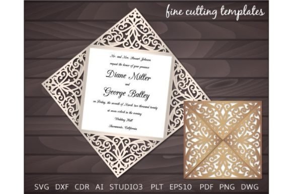 Four Fold Wedding Invitation Card SVG Template
