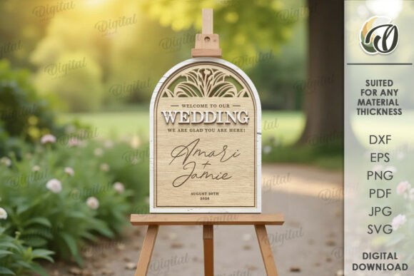 Layered Wedding Welcome Sign Laser Cut File Bundle
