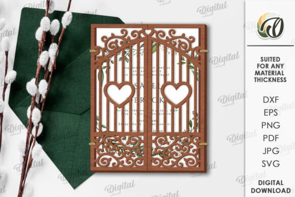 Wedding Invitation Holder Laser Cut Design Bundle