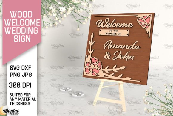 Wood Welcome Wedding Sign Laser Cut Files Bundle