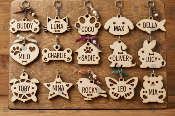 Pet Name Keychain SVGs for Laser Cutting
