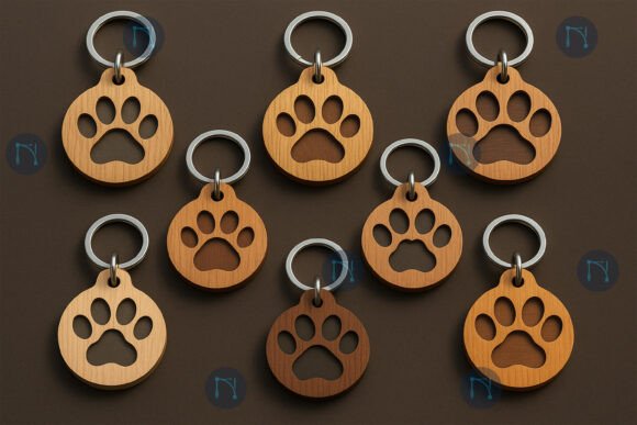 Paw Print Keychain SVG Bundle