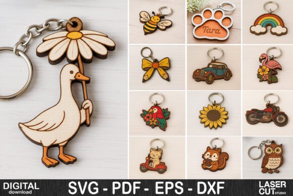 Adorable Laser-Cut Keychain SVG Bundle