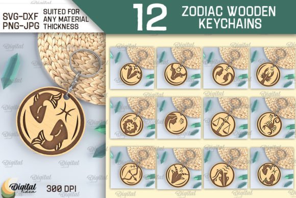 Zodiac Keychain Laser-Cut SVG Bundle