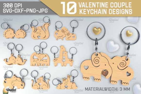 Valentine Couple Laser Keychain Bundle