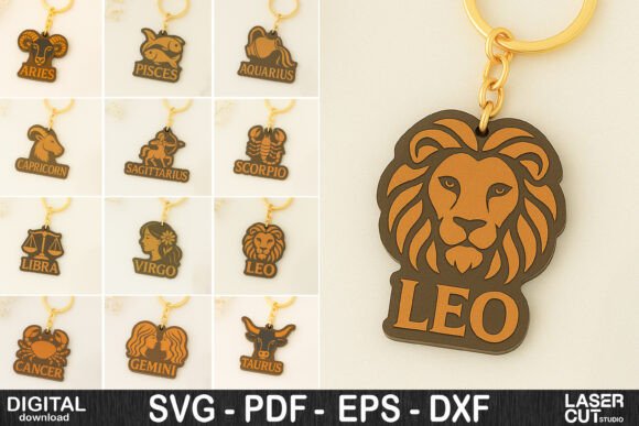 Zodiac Keychain Laser Cut SVG Designs