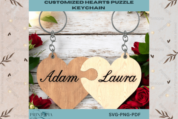 Interlocking Heart Puzzle Keychain Set