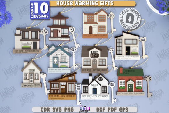 Housewarming Keychains Laser Cut Bundle